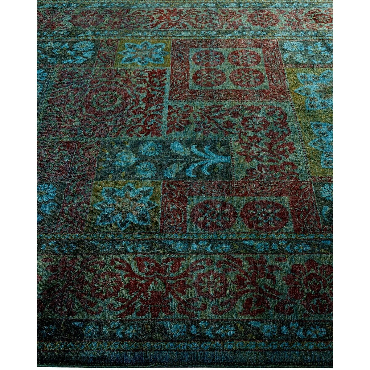 Overton Hand Knotted Wool Vintage Inspired Modern Contemporary Overdyed Multi Area Rug - 5' 3" x 9' 10"