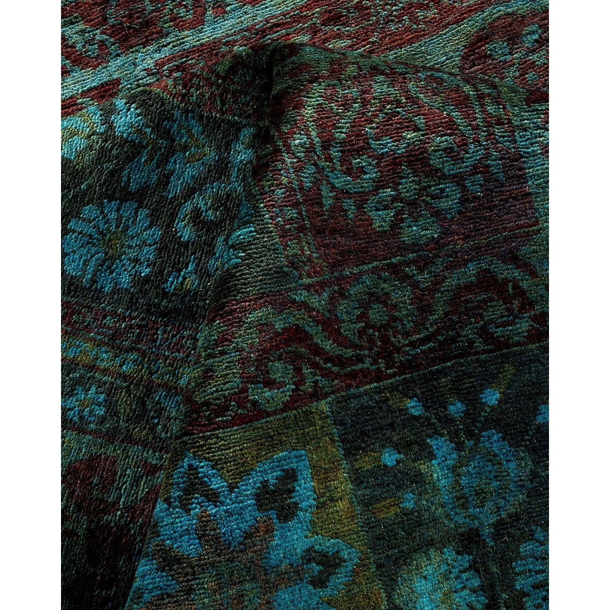 Overton Hand Knotted Wool Vintage Inspired Modern Contemporary Overdyed Multi Area Rug - 5' 3" x 9' 10"