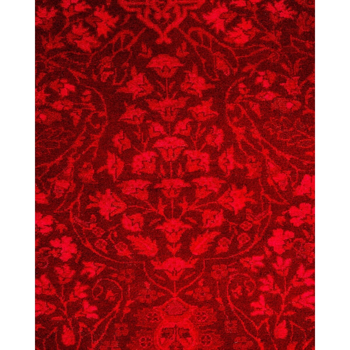 Overton Hand Knotted Wool Vintage Inspired Modern Contemporary Overdyed Red Runner Rug - 2' 7" x 9' 10"