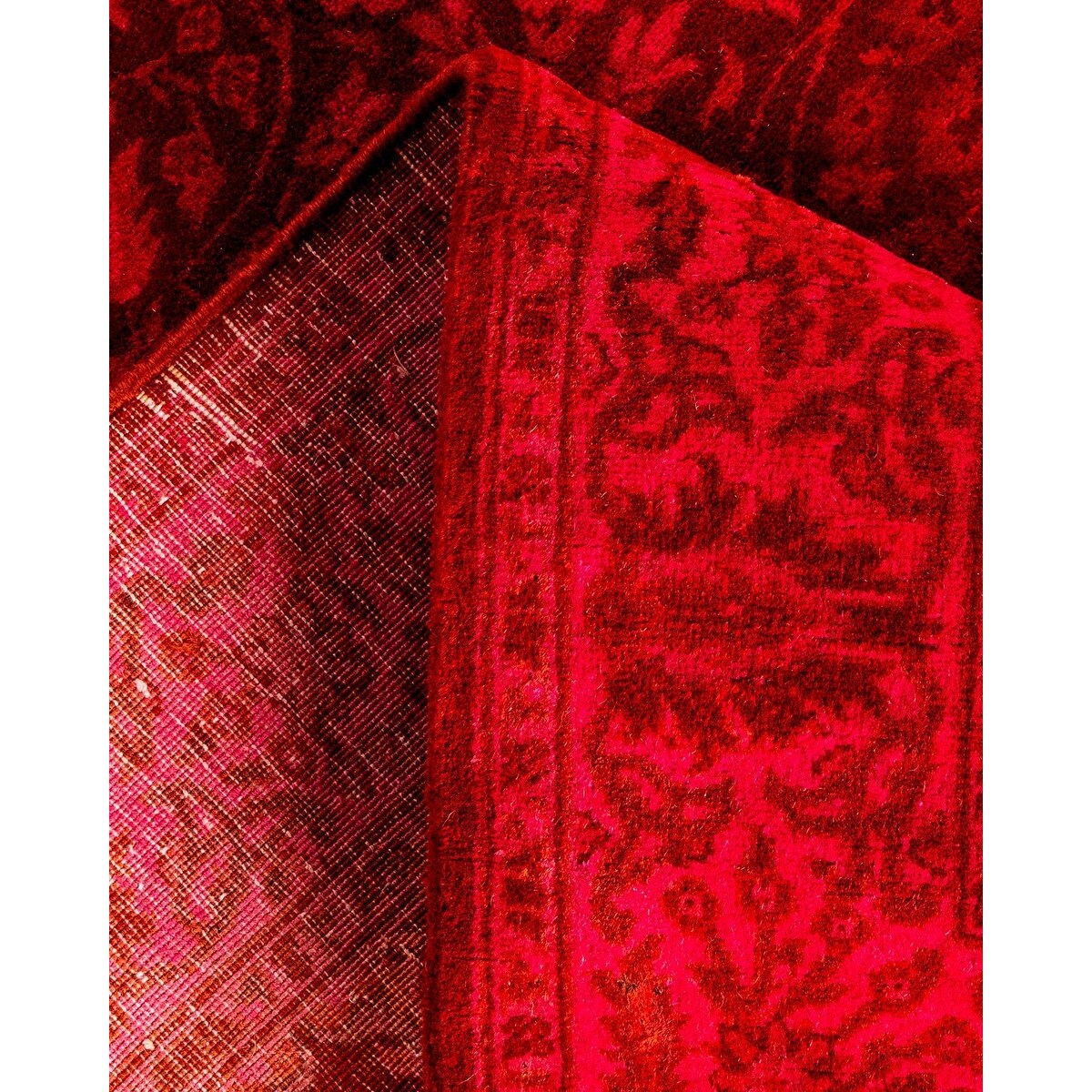 Overton Hand Knotted Wool Vintage Inspired Modern Contemporary Overdyed Red Runner Rug - 2' 7" x 9' 10"