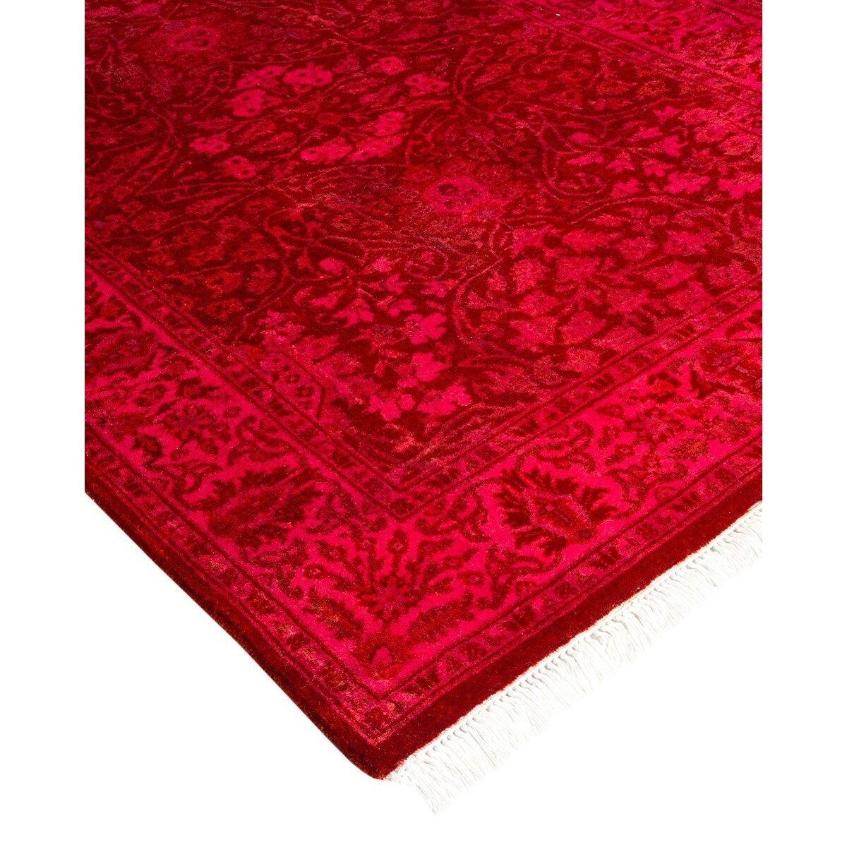 Overton Hand Knotted Wool Vintage Inspired Modern Contemporary Overdyed Red Runner Rug - 2' 7" x 9' 10"