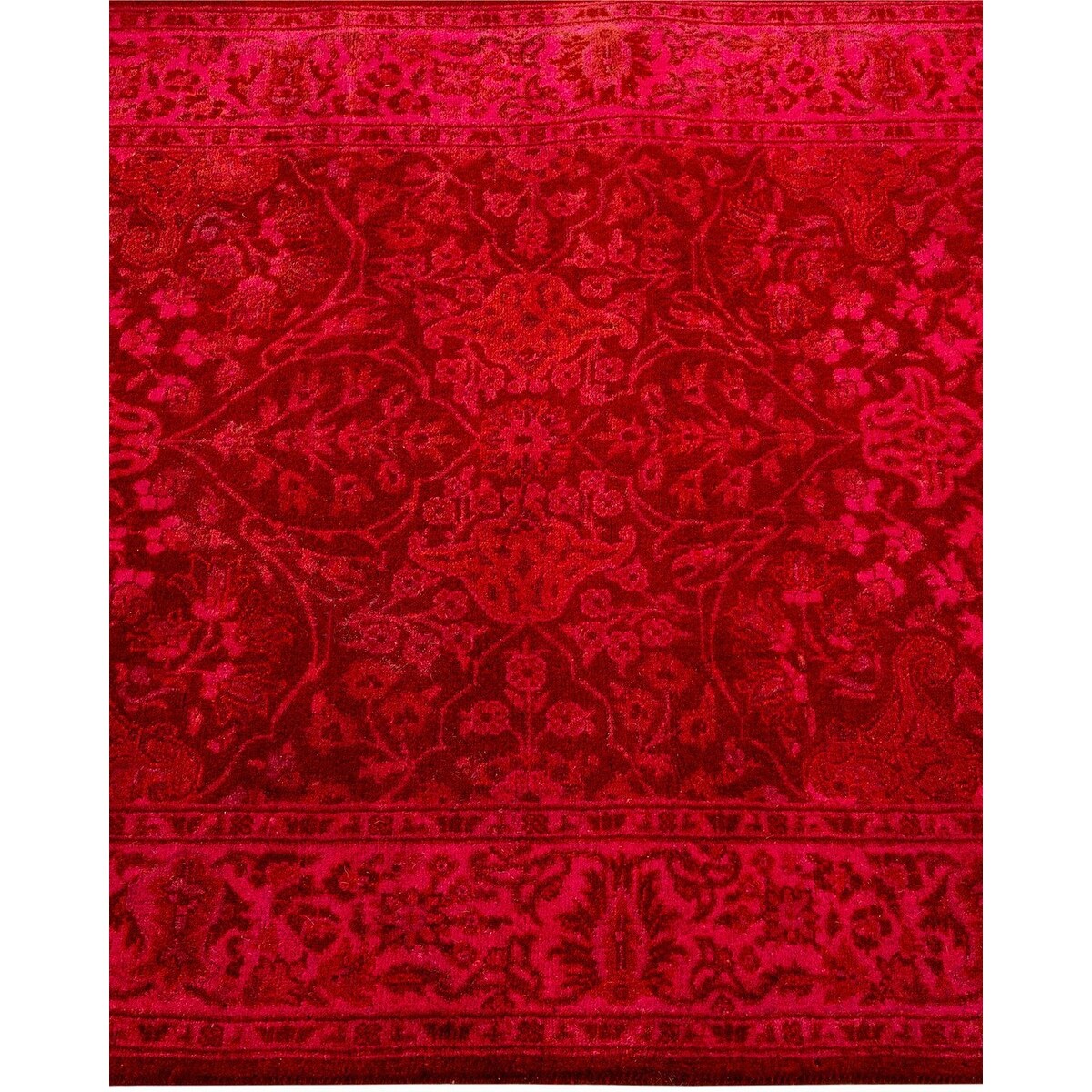 Overton Hand Knotted Wool Vintage Inspired Modern Contemporary Overdyed Red Runner Rug - 2' 7" x 9' 10"