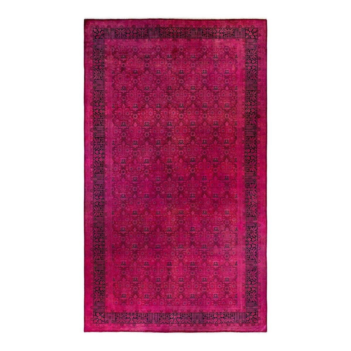 Overton Handknotted Wool Vintage Inspired Contemporary Overdyed Purple Area Rug - 15' 8" x 9' 2"