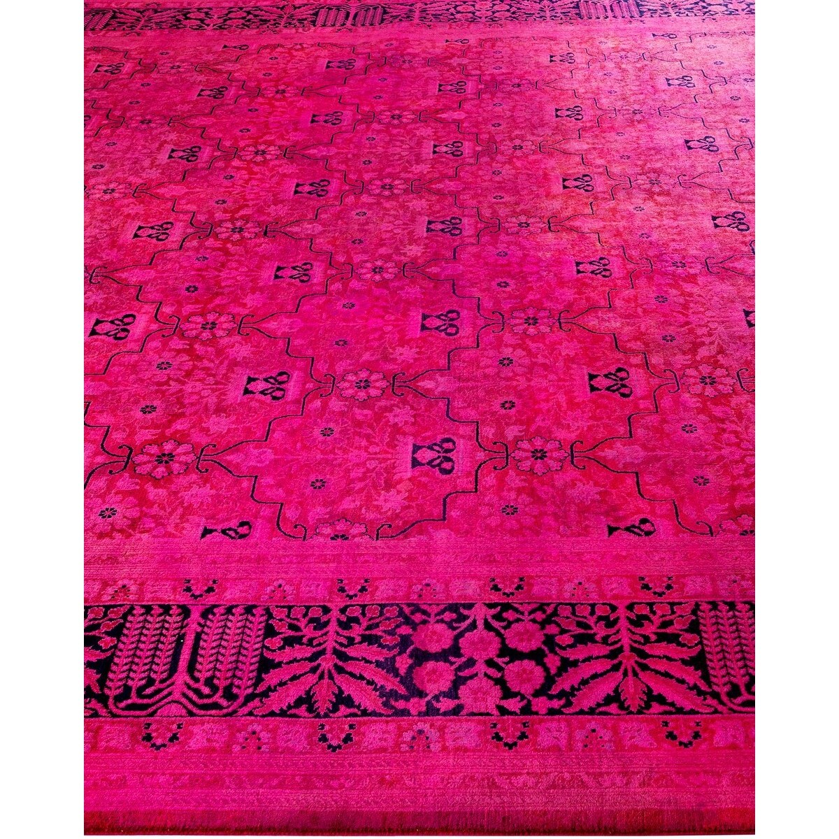 Overton Handknotted Wool Vintage Inspired Contemporary Overdyed Purple Area Rug - 15' 8" x 9' 2"