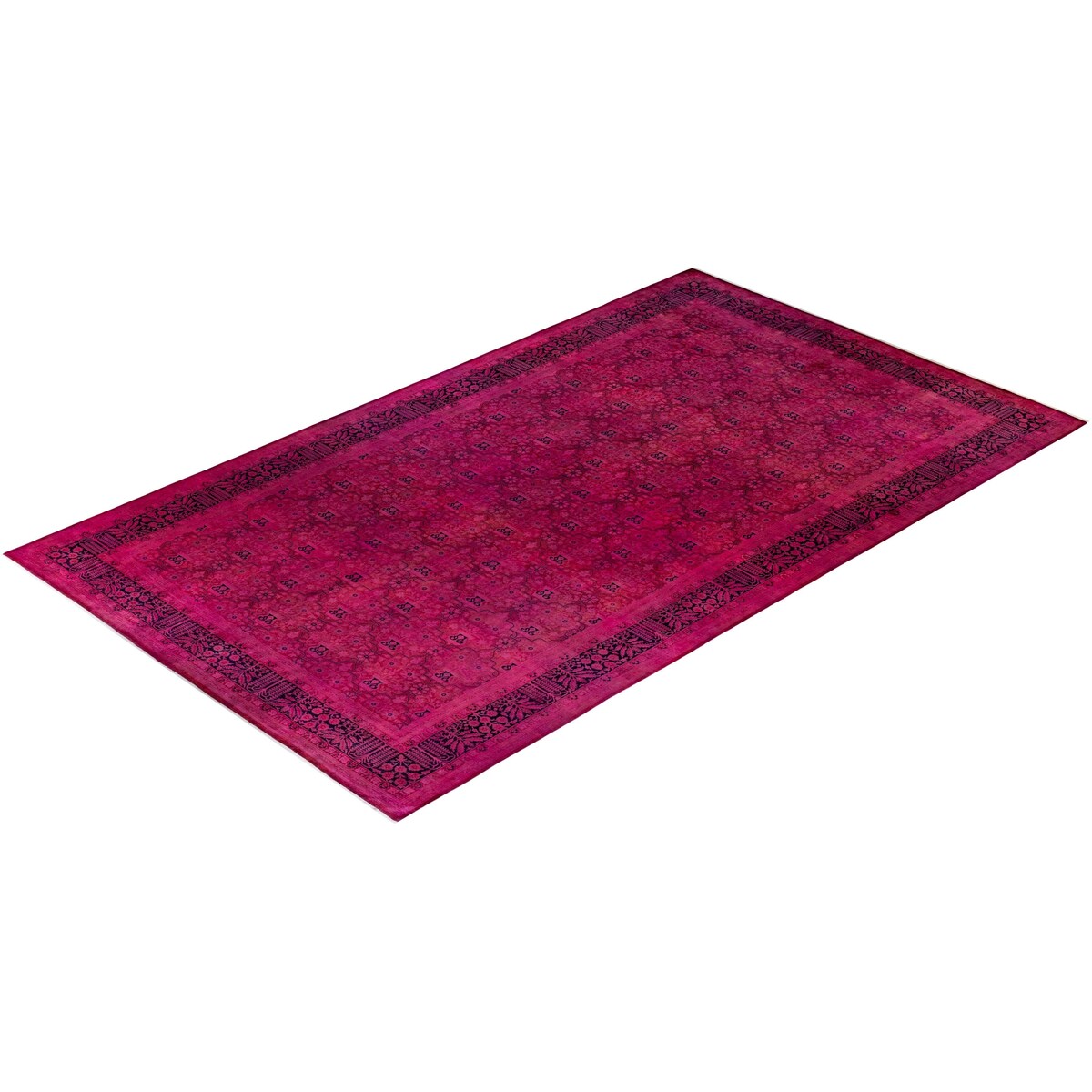 Overton Handknotted Wool Vintage Inspired Contemporary Overdyed Purple Area Rug - 15' 8" x 9' 2"