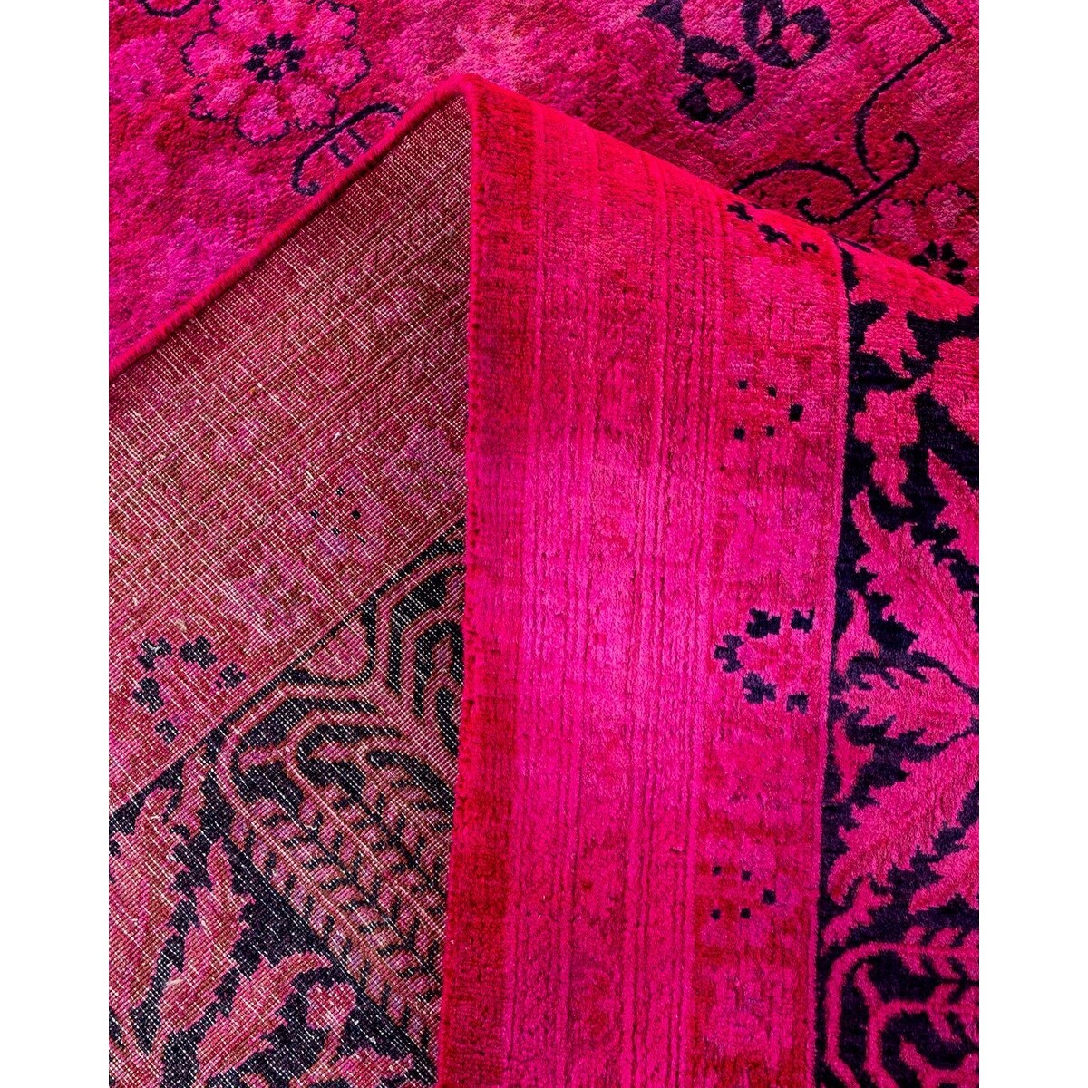 Overton Handknotted Wool Vintage Inspired Contemporary Overdyed Purple Area Rug - 15' 8" x 9' 2"