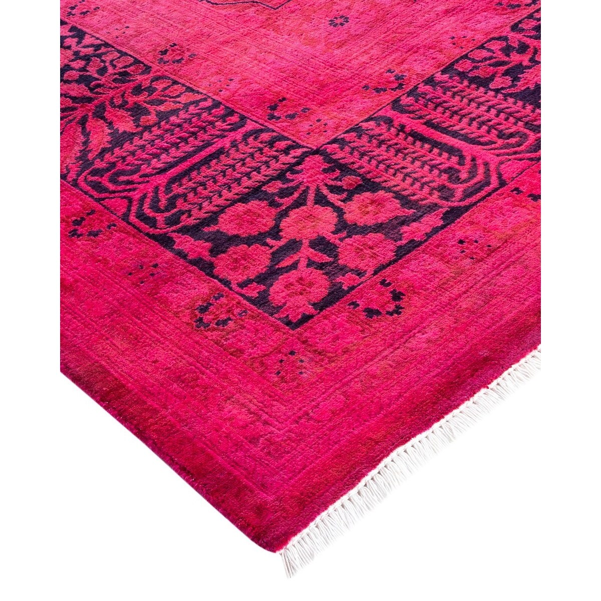 Overton Handknotted Wool Vintage Inspired Contemporary Overdyed Purple Area Rug - 15' 8" x 9' 2"