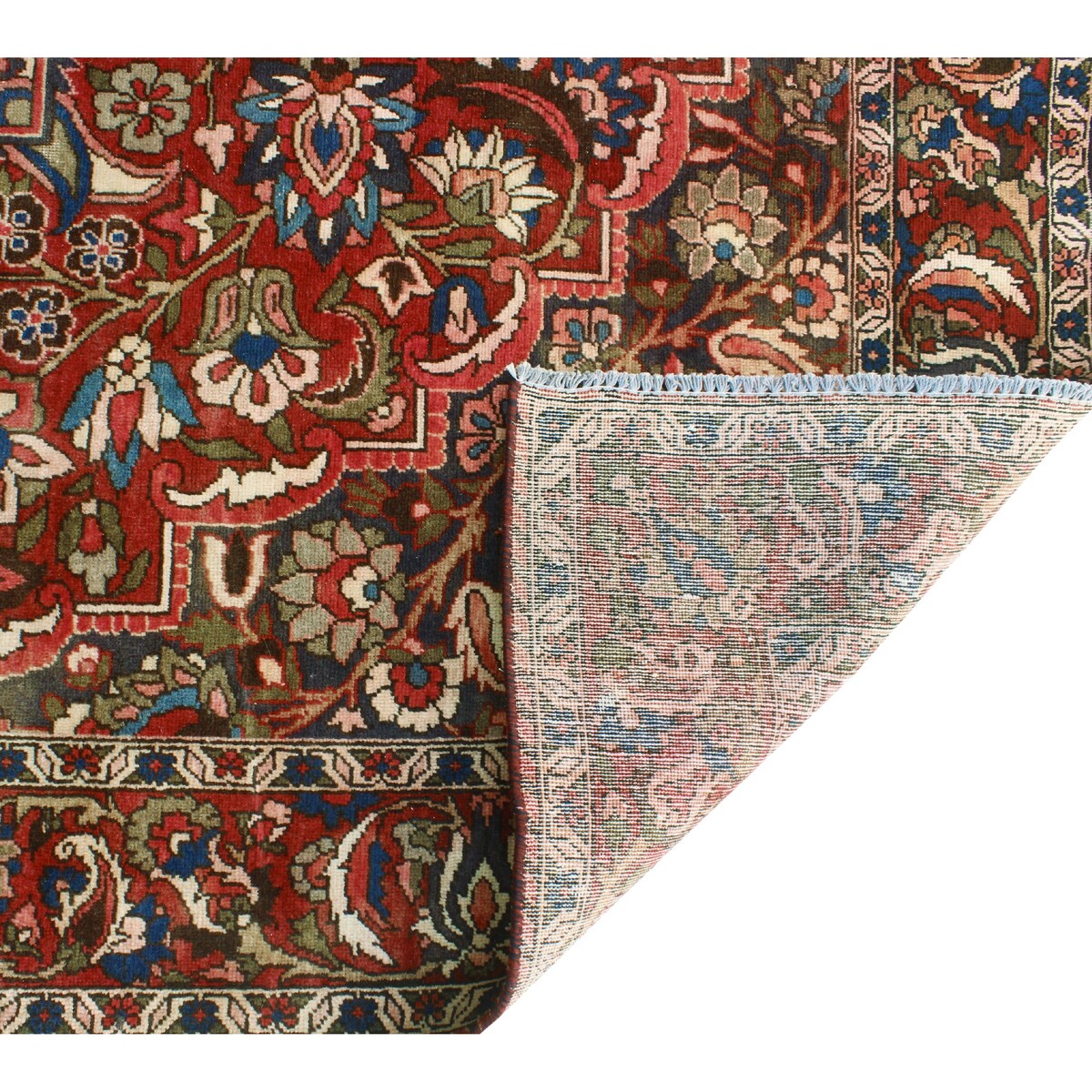 Fine Vintage Bakhtiari Winfield Burgundy/Blue Rug - 6'9" x 9'10"
