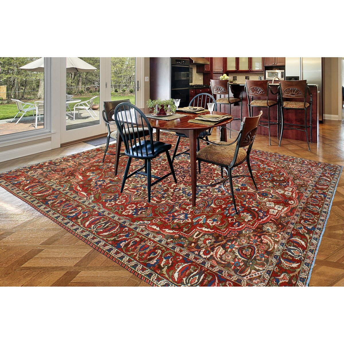 Fine Vintage Bakhtiari Winfield Burgundy/Blue Rug - 6'9" x 9'10"