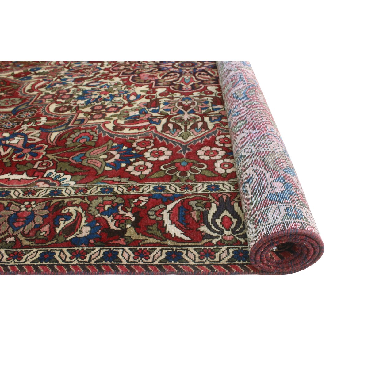 Fine Vintage Bakhtiari Winfield Burgundy/Blue Rug - 6'9" x 9'10"