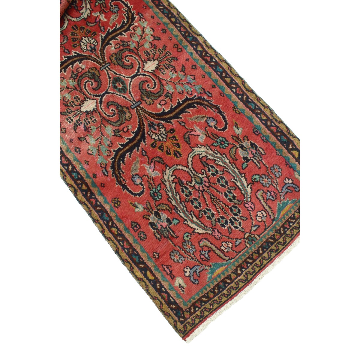 Fine Vintage Distressed Anika Red/Navy Rug - 2'5" x 9'7"