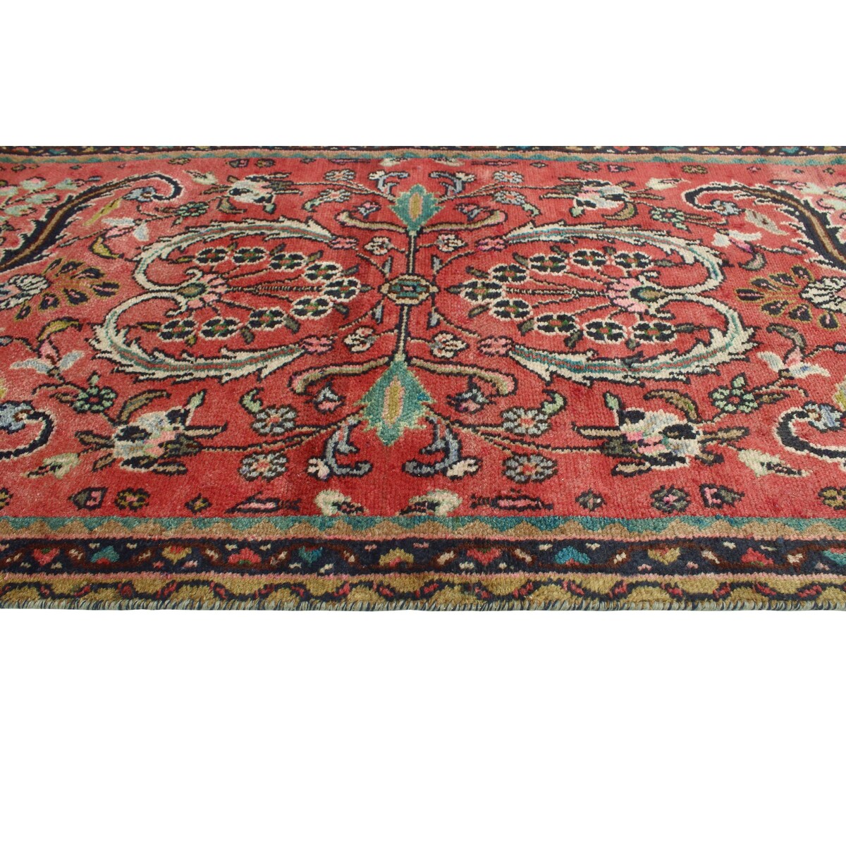 Fine Vintage Distressed Anika Red/Navy Rug - 2'5" x 9'7"