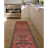 Fine Vintage Distressed Anika Red/Navy Rug - 2'5" x 9'7"