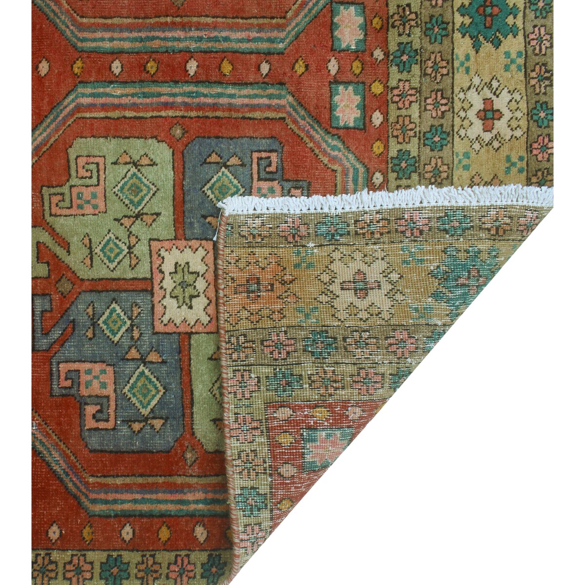 Fine Vintage Distressed Ayobunmi Rust/Beige Runner - 4'4" x 10'7"
