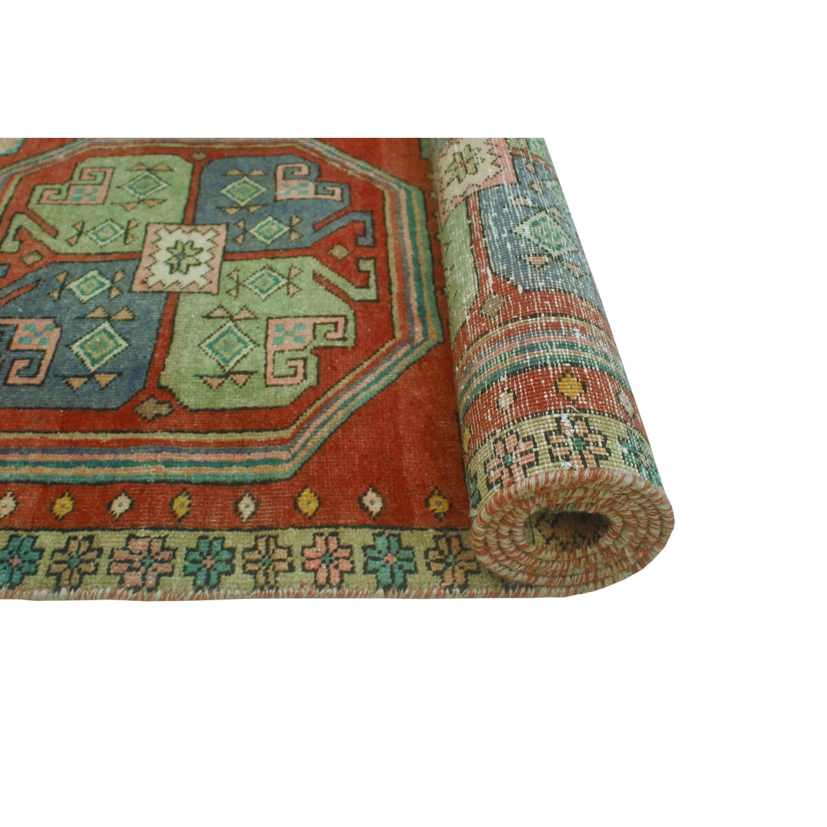 Fine Vintage Distressed Ayobunmi Rust/Beige Runner - 4'4" x 10'7"