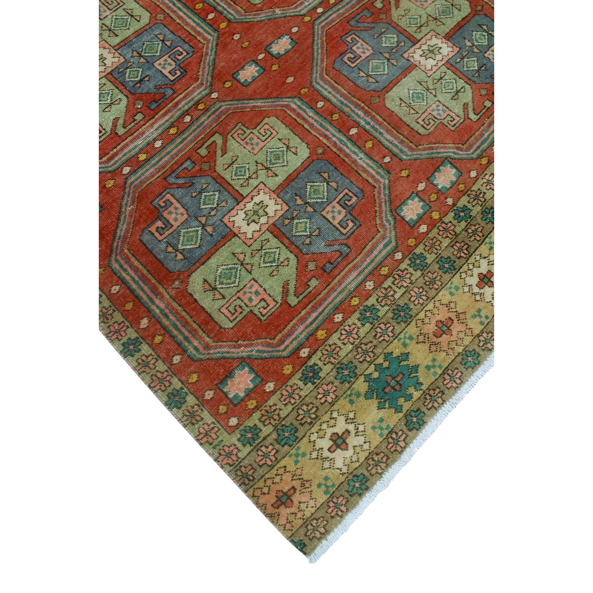 Fine Vintage Distressed Ayobunmi Rust/Beige Runner - 4'4" x 10'7"