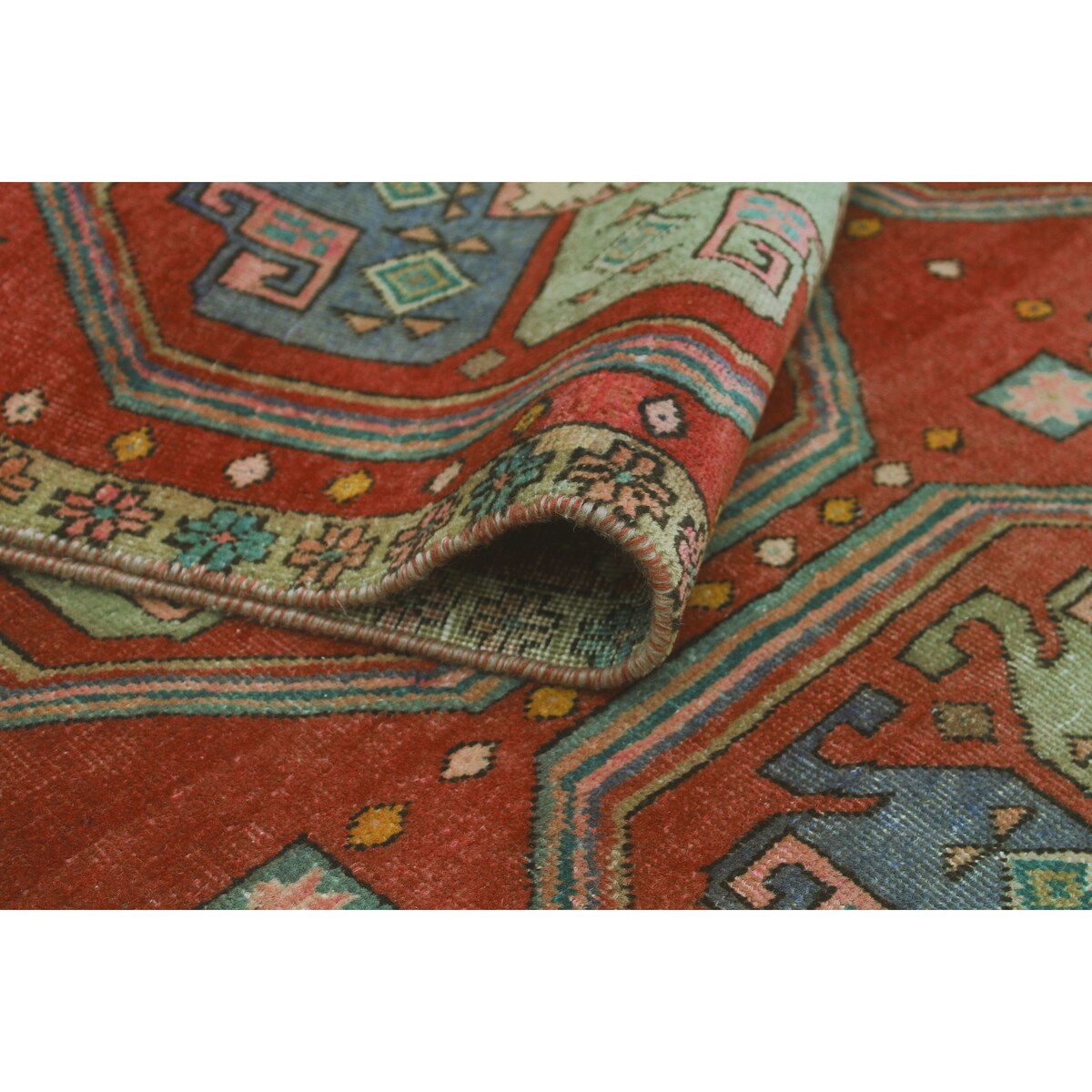 Fine Vintage Distressed Ayobunmi Rust/Beige Runner - 4'4" x 10'7"