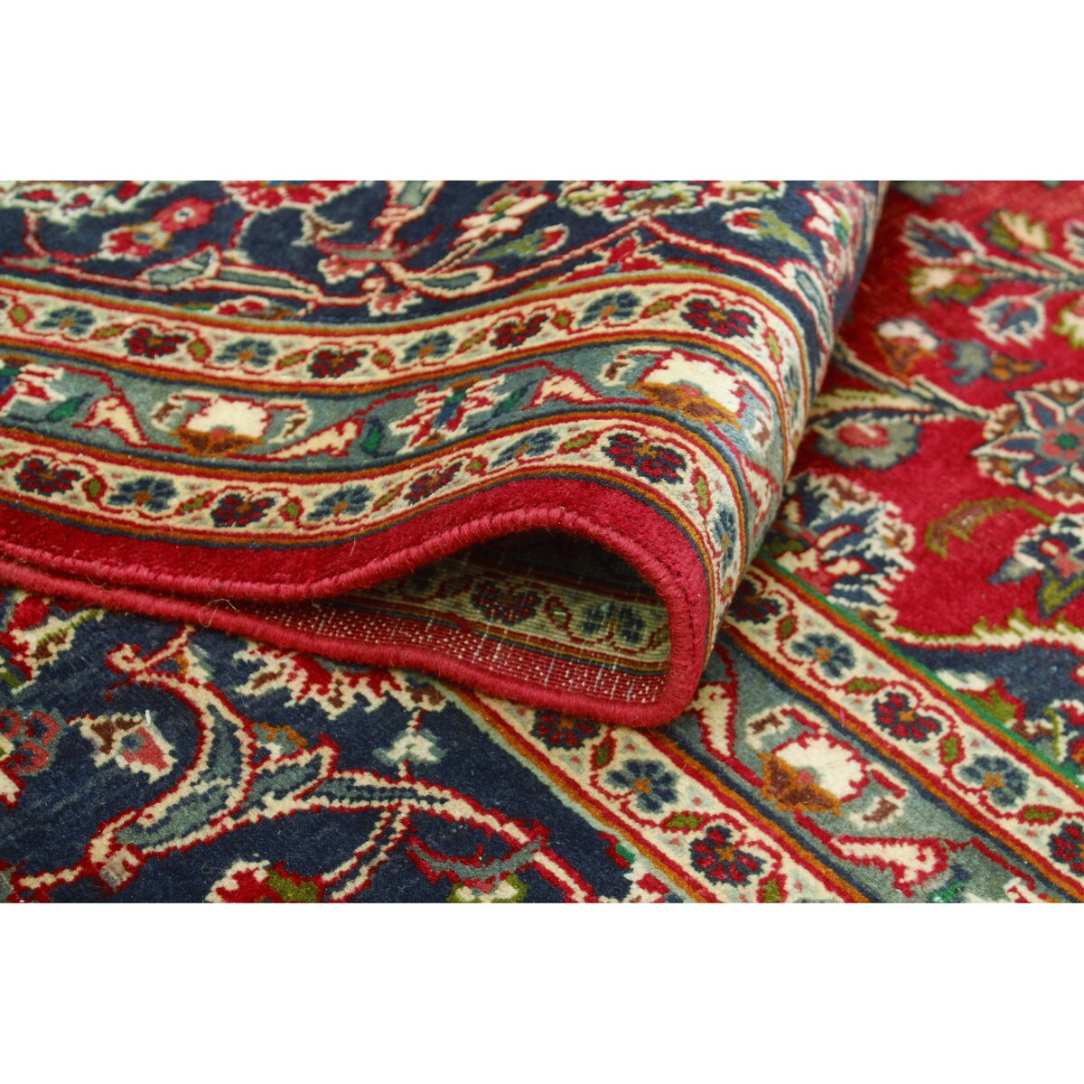Fine Vintage Distressed Hafid Red/Navy Rug - 9'8" x 12'7"