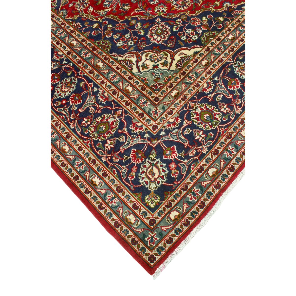 Fine Vintage Distressed Hafid Red/Navy Rug - 9'8" x 12'7"