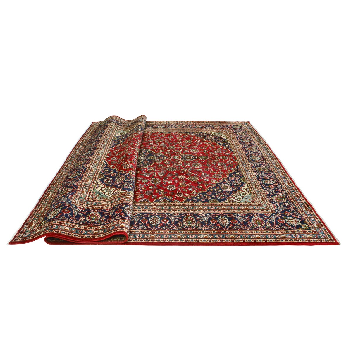 Fine Vintage Distressed Hafid Red/Navy Rug - 9'8" x 12'7"