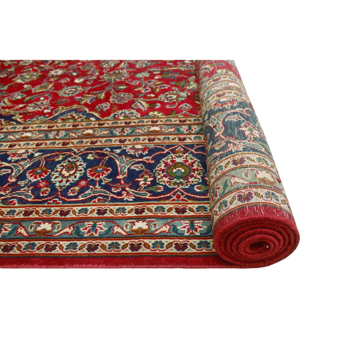 Fine Vintage Distressed Hafid Red/Navy Rug - 9'8" x 12'7"