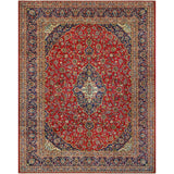 Fine Vintage Distressed Hafid Red/Navy Rug - 9'8" x 12'7"