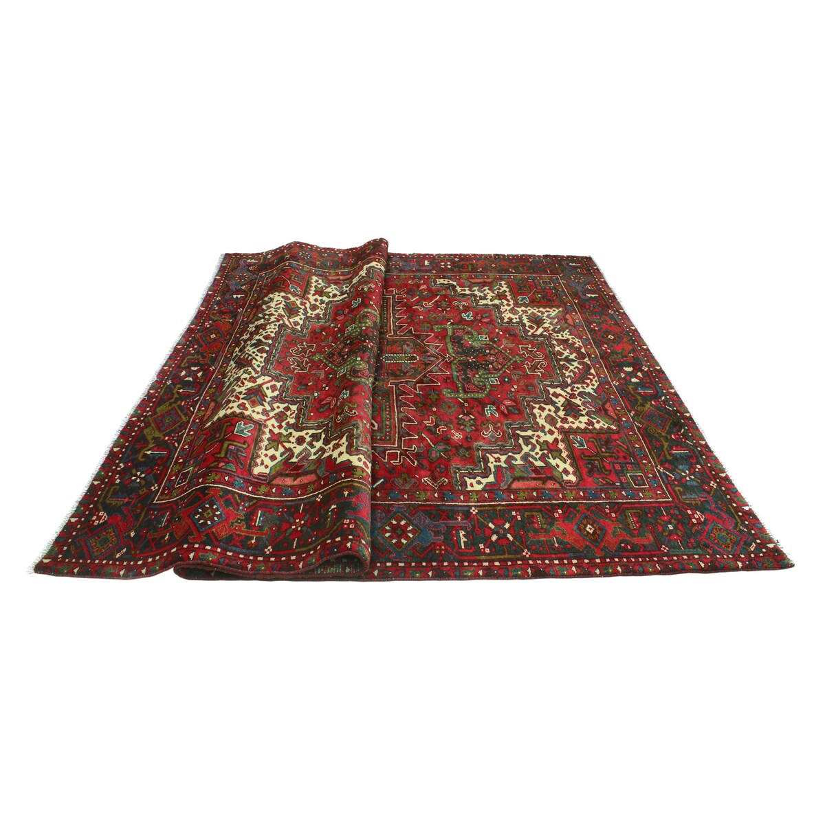 Fine Vintage Heriz Batul Red/Charcoal Rug - 8'0" x 10'8"
