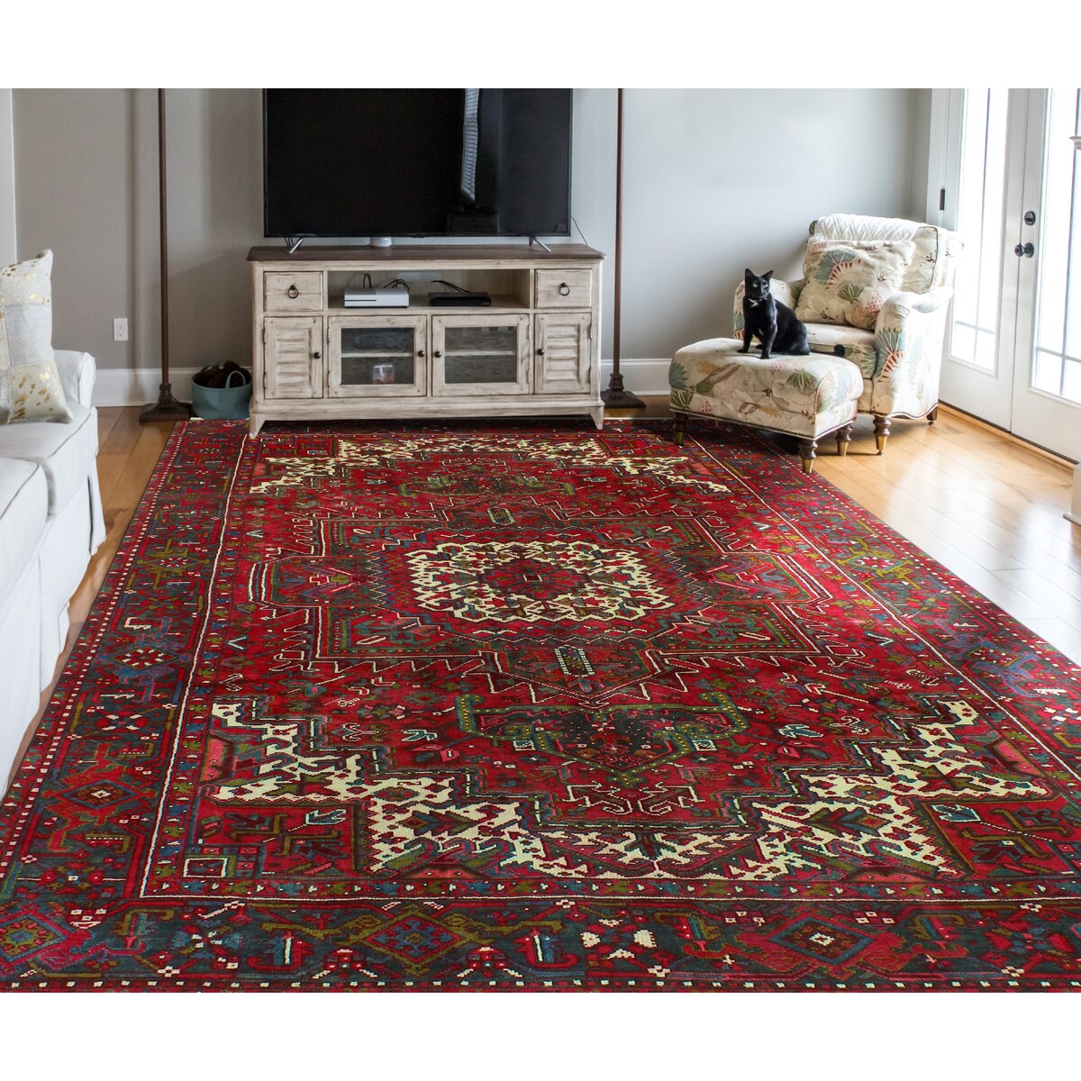 Fine Vintage Heriz Batul Red/Charcoal Rug - 8'0" x 10'8"