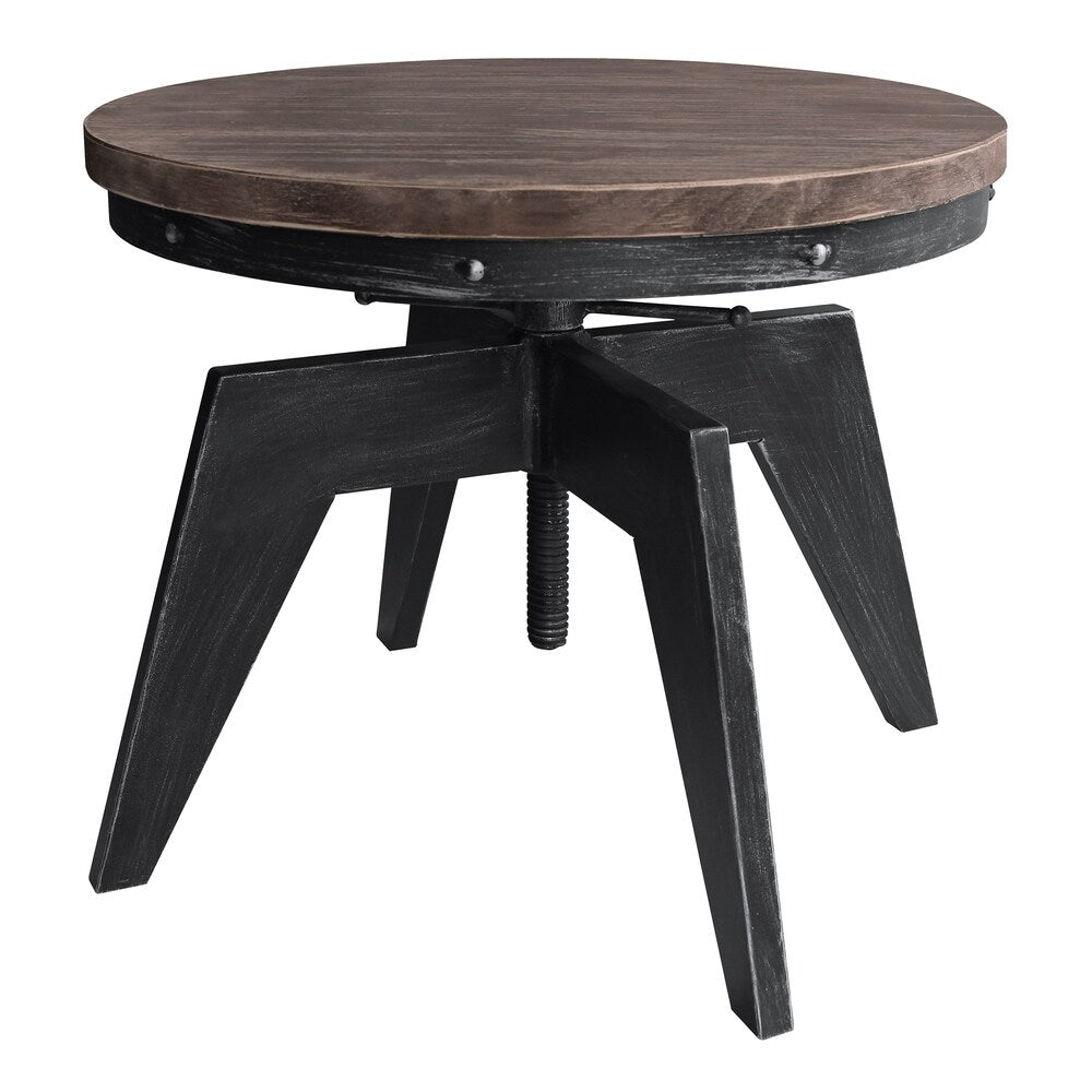 Armen Living Dayton Industrial Coffee Table in Industrial Grey and Pine Wood Top