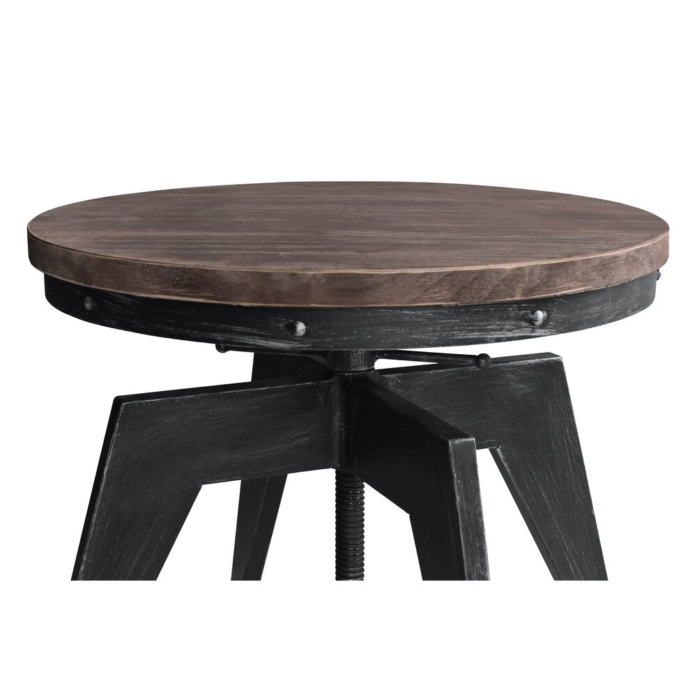 Armen Living Dayton Industrial Coffee Table in Industrial Grey and Pine Wood Top