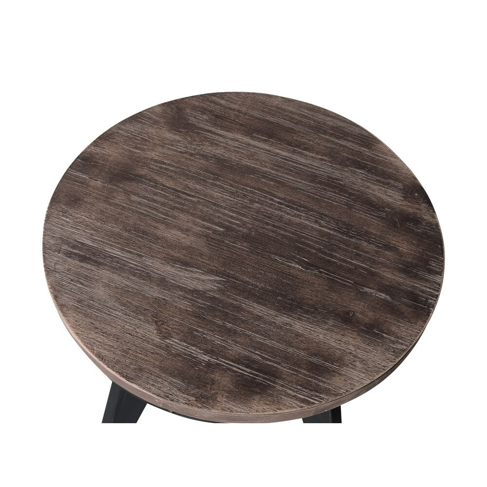 Armen Living Dayton Industrial Coffee Table in Industrial Grey and Pine Wood Top