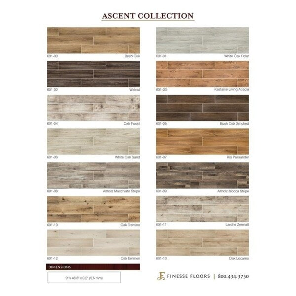 Finesse Floor Ascent Ozark Floating Vinyl Plank 9"x48.6" (21.42 sq.ft/pkg)