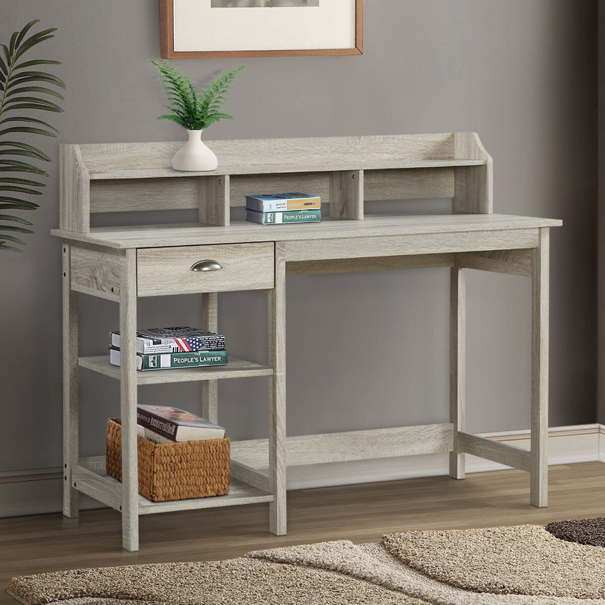 Saint Birch Finley Teak 47-inch Writing Desk with Hutch