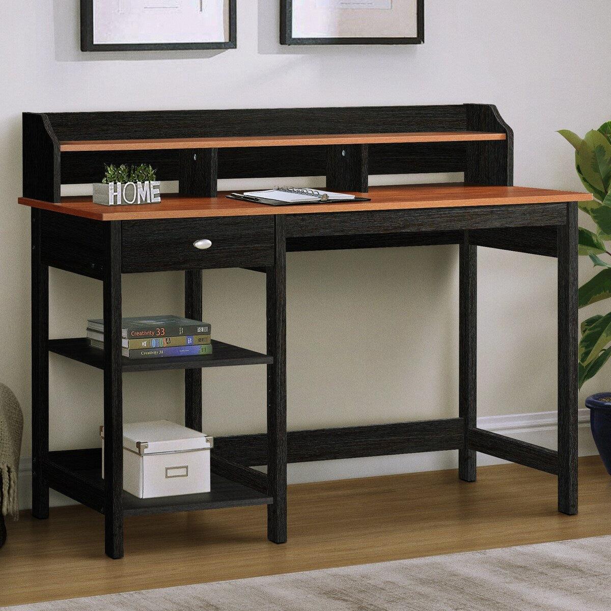 Saint Birch Finley Teak 47-inch Writing Desk with Hutch