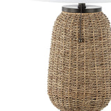 Finn 25" Rustic Bohemian Iron/Rattan LED Table Lamp with Pull-Chain, by JONATHAN Y