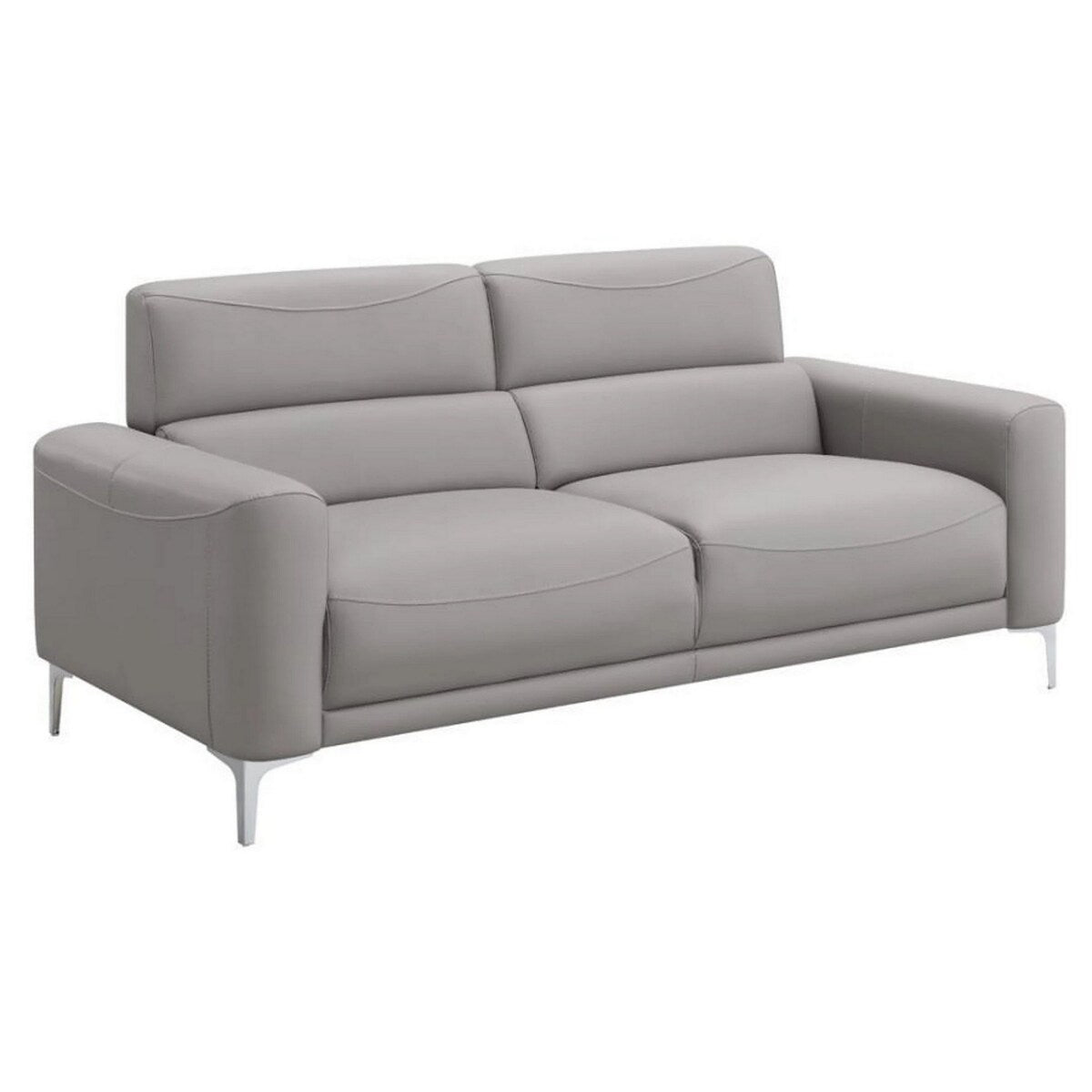 Finn 75 Inch Modern Sofa, Sleek Channel Tufting, Taupe Brown Faux Leather