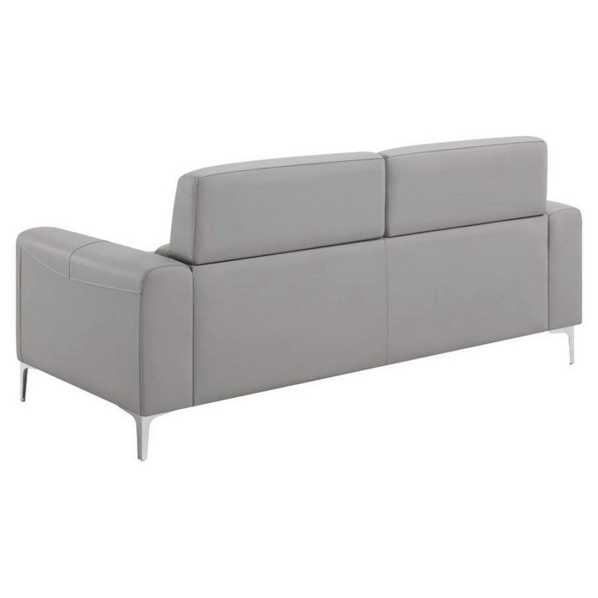 Finn 75 Inch Modern Sofa, Sleek Channel Tufting, Taupe Brown Faux Leather