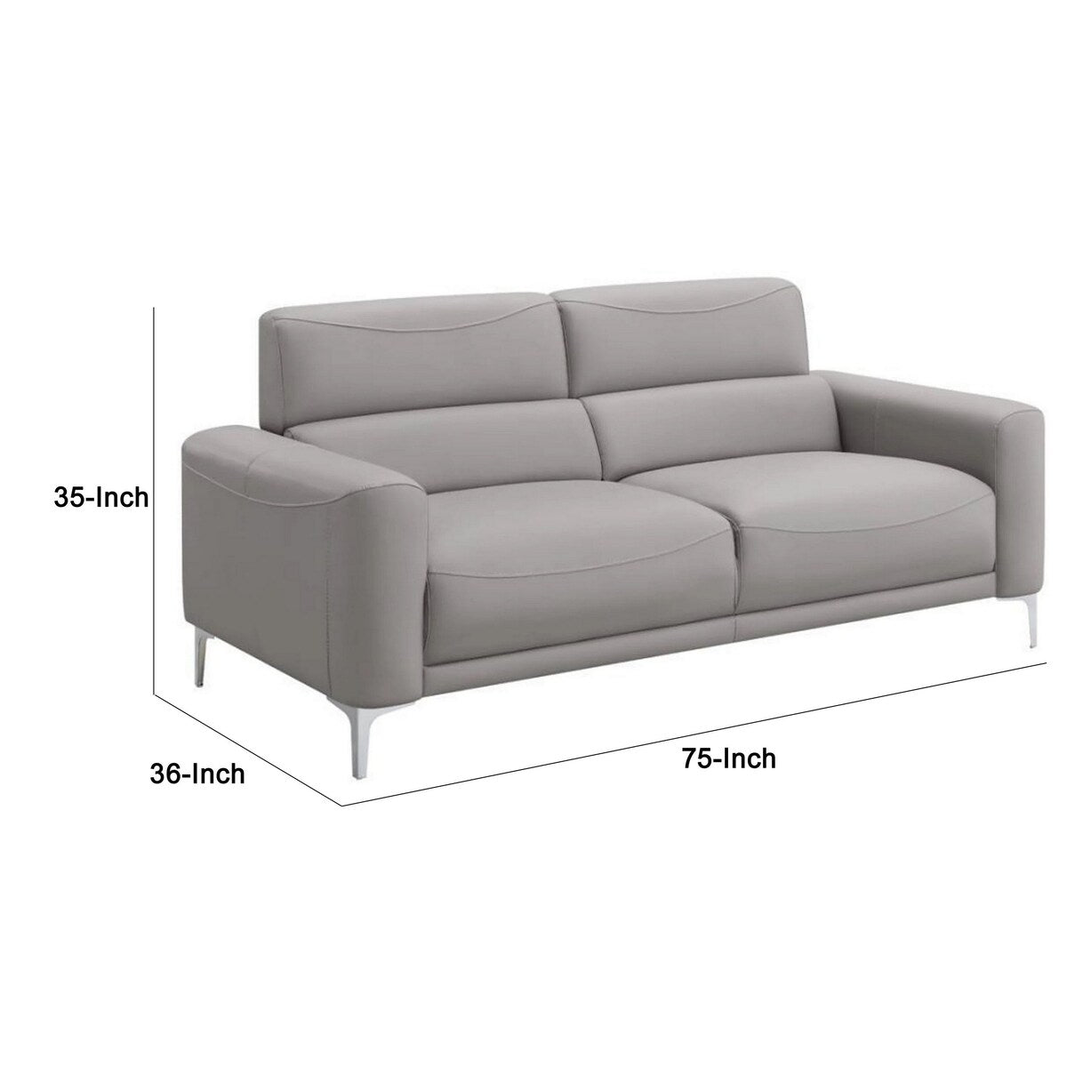 Finn 75 Inch Modern Sofa, Sleek Channel Tufting, Taupe Brown Faux Leather