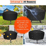 Fire Pit Cover Round, Outdoor Firepit Covers Waterproof, Large Fire Pit Cover with Drawstring and Carry Bag
