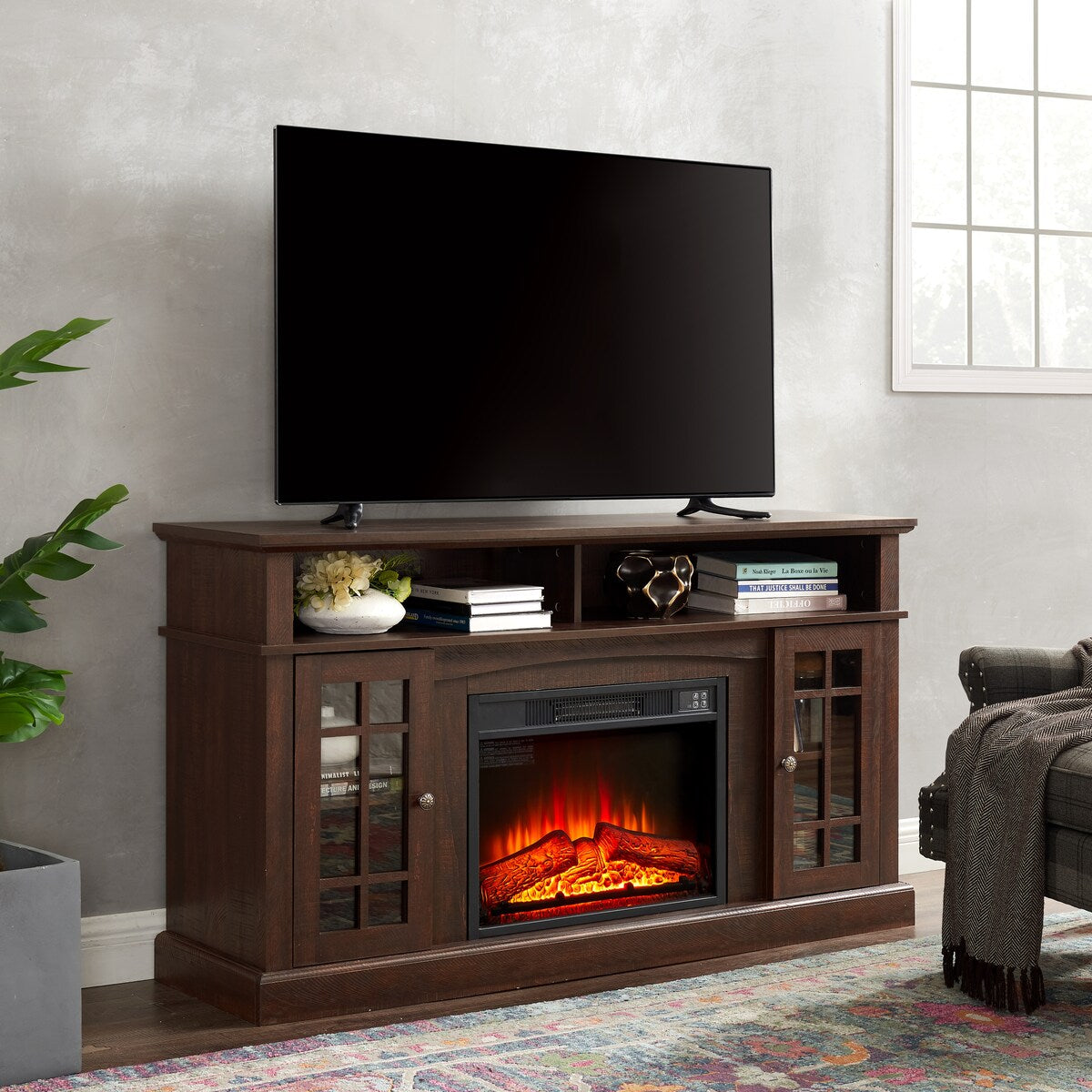 Fireplace TV Stand with 23 Electric Fireplace for TV Up to 60 58.2