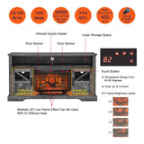 Fireplace TV Stand with Electric Fireplace & Storage Cabinet, Dark Oak - 60.00" x 15.75" x 32.00"