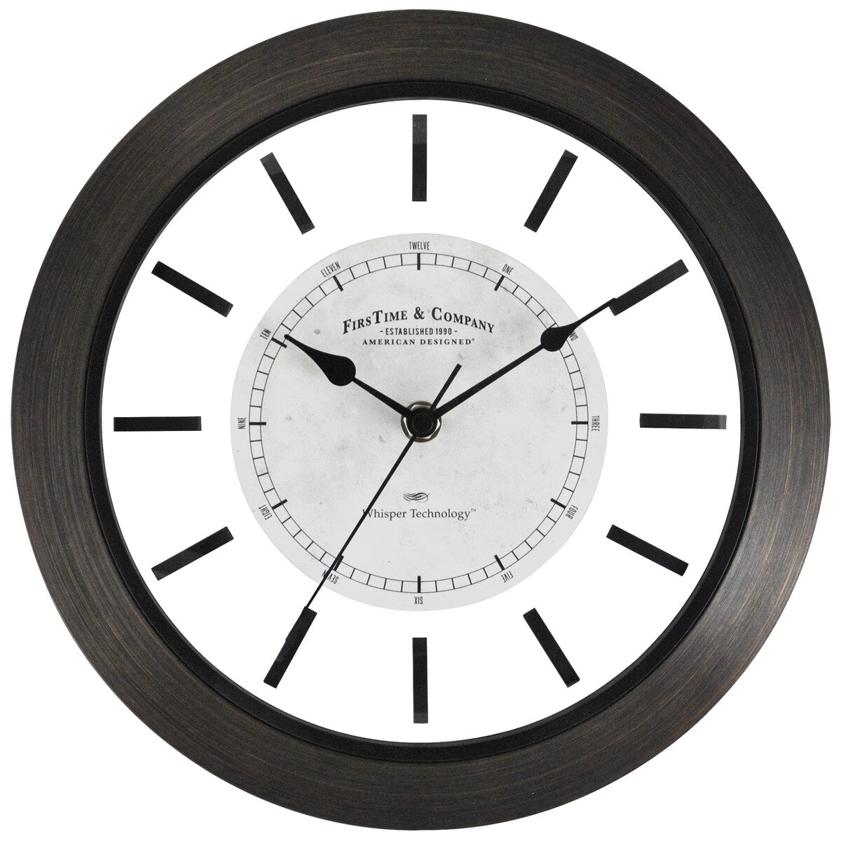 FirsTime & Co. Foundry Bronze Wall Clock, American Crafted, Dark Brown, Plastic, 11 x 1.5 x 11 in