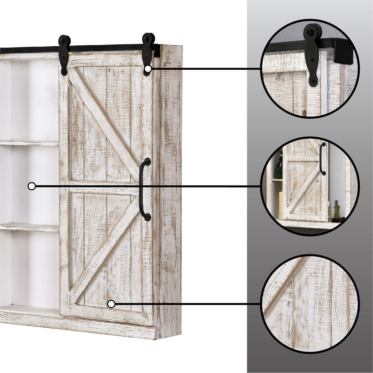 FirsTime & Co. Winona Farmhouse Barn Door Cabinet Mirror, Mirror, 21 x 5.5 x 28 in, American Designed