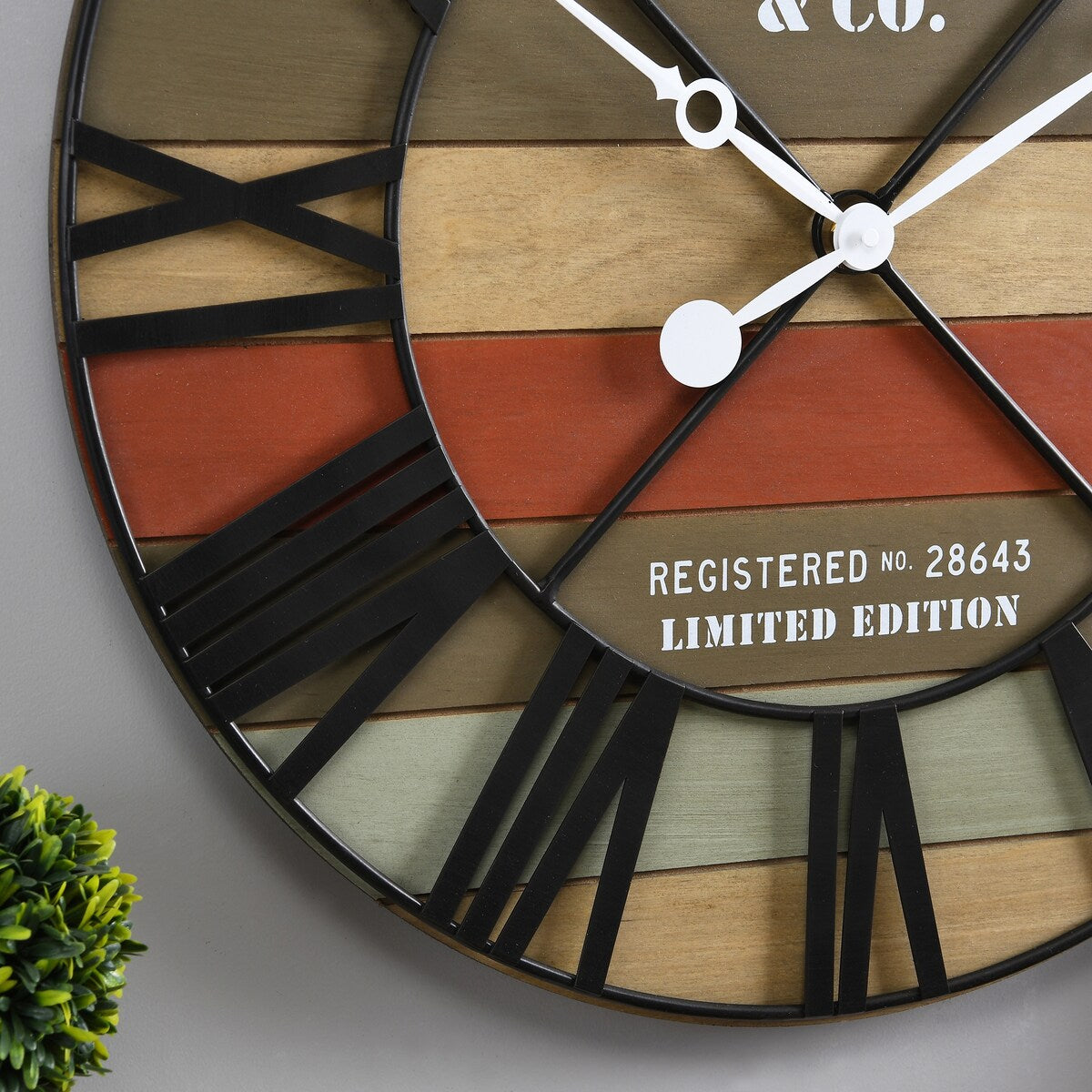 FirsTime & Co. Colorful Maritime Farmhouse Planks Clock, American Crafted, Multi-Color, Wood, 24 x 2 x 24 in
