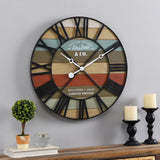 FirsTime & Co. Colorful Maritime Farmhouse Planks Clock, American Crafted, Multi-Color, Wood, 24 x 2 x 24 in