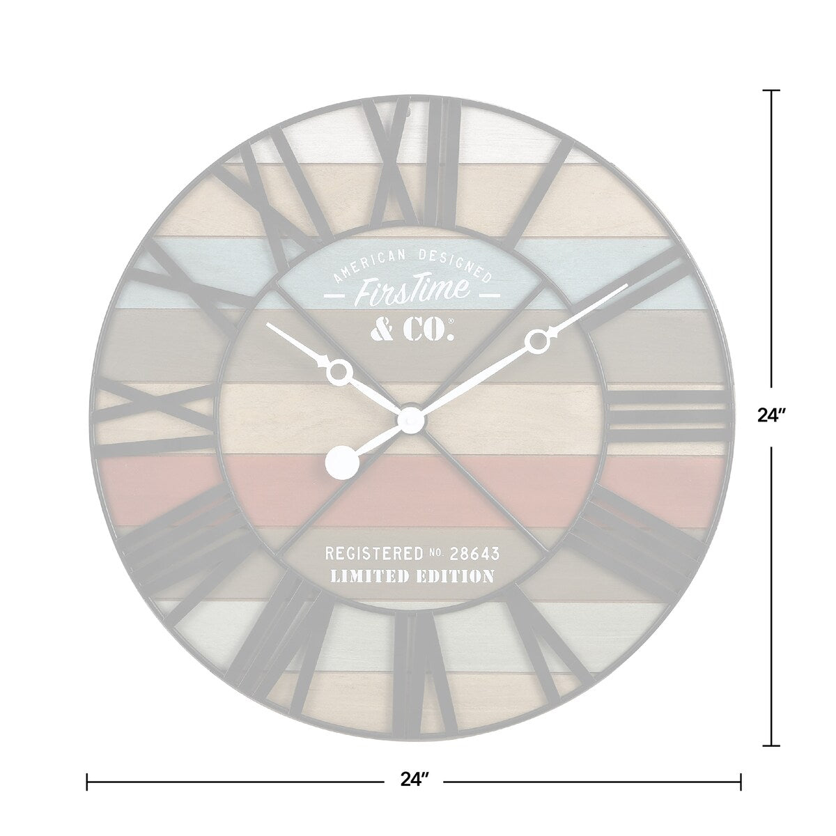 FirsTime & Co. Colorful Maritime Farmhouse Planks Clock, American Crafted, Multi-Color, Wood, 24 x 2 x 24 in