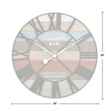 FirsTime & Co. Colorful Maritime Farmhouse Planks Clock, American Crafted, Multi-Color, Wood, 24 x 2 x 24 in
