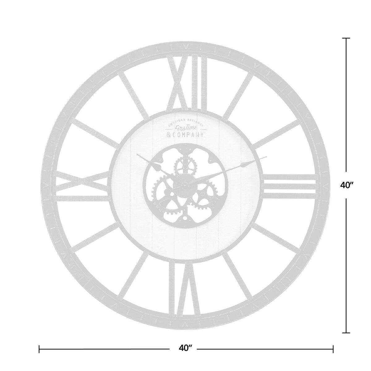 FirsTime & Co. Lowell Large Shiplap Farmhouse Clock, American Crafted, Distressed Black, Plastic, 40 x 2 x 40 in