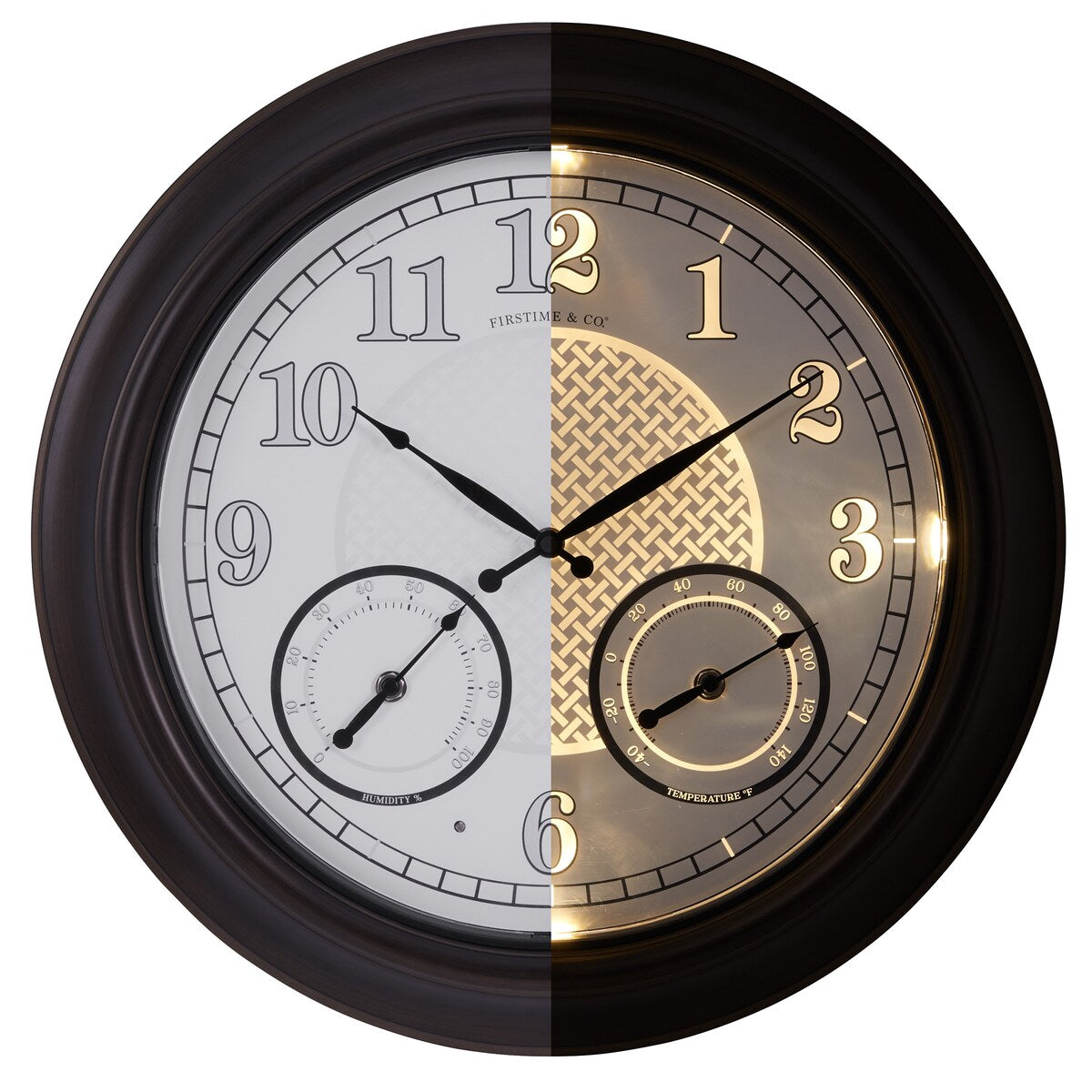FirsTime & Co. Luminous LED Outdoor Clock, American Crafted, Oil Rubbed Bronze, Plastic, 18 x 2 x 18 in