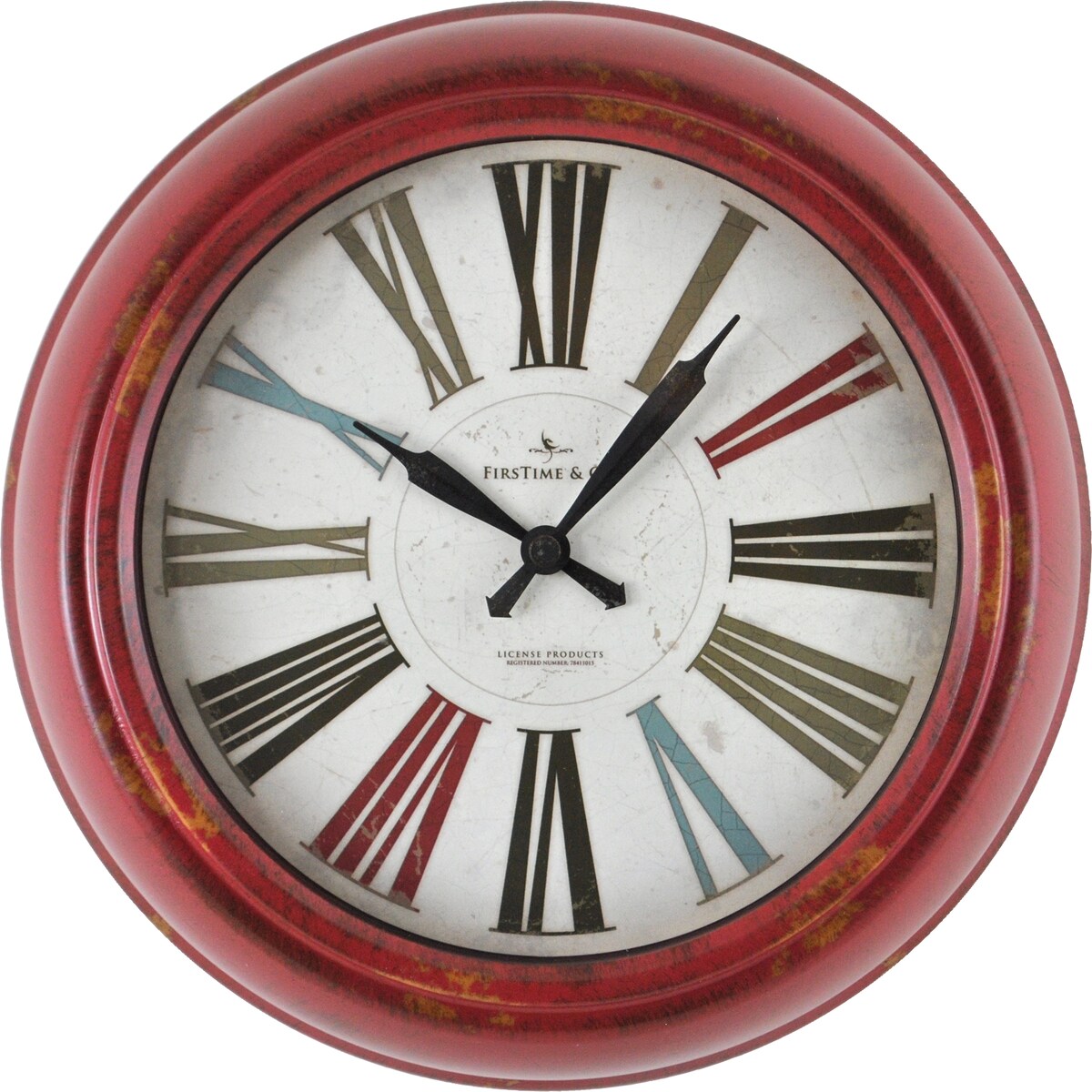 FirsTime & Co. Red Relic Wall Clock, American Crafted, Distressed Red, Plastic, 10 x 2 x 10 in